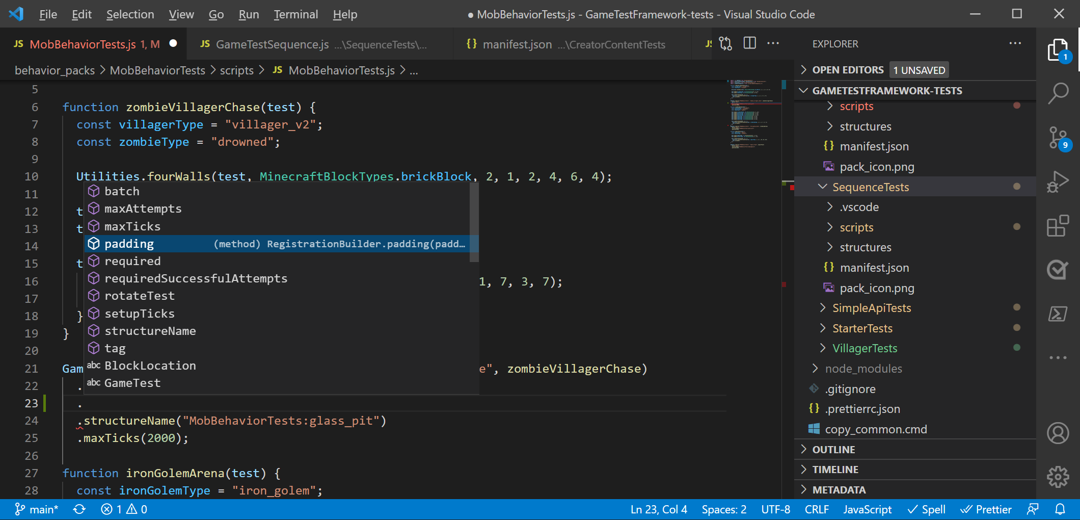Completamento automatico del metodo in Visual Studio Code