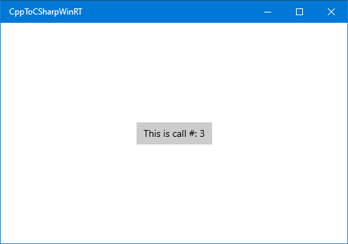 Screenshot di Windows C++/WinRT che chiama un componente C#