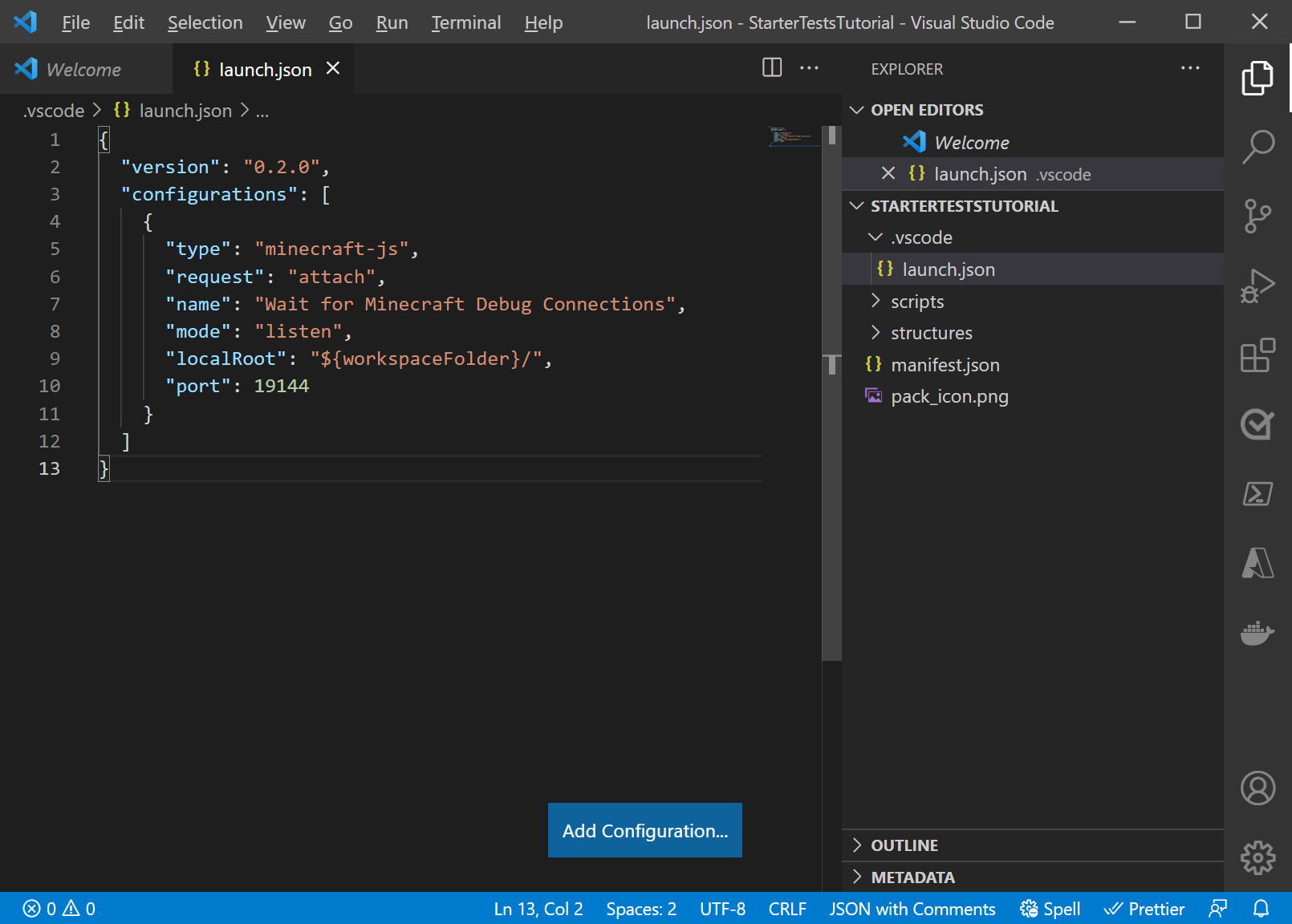 launch.json이 있는 Visual Studio Code